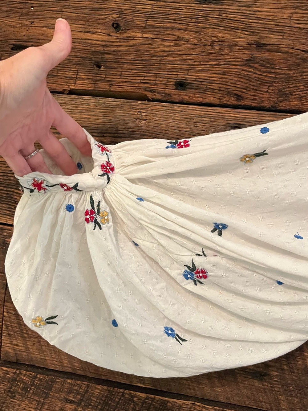 Free People boho floral embroidered flowy mini dress balloon sleeve large - Picture 5 of 8